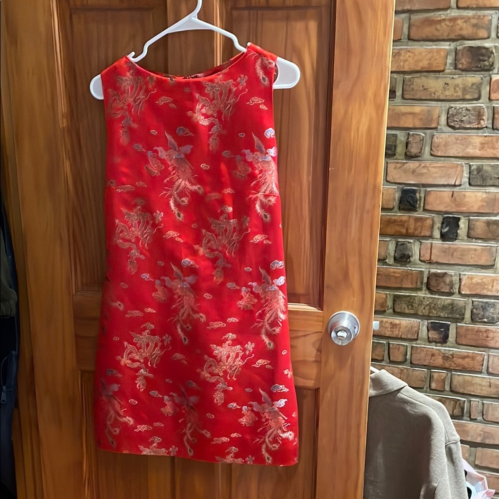 Red Floral Sleeveless Dress